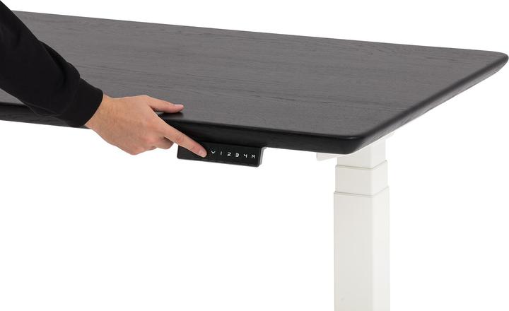 Immagine prodotto Oakywood Tavolo di legno per scrivania in piedi con regolazione dell'altezza - Legno massiccio - Nero / 140x7
