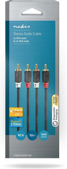 Productafbeelding Nedis Audiokabel stereo 2x cinch stekker (10 m)
