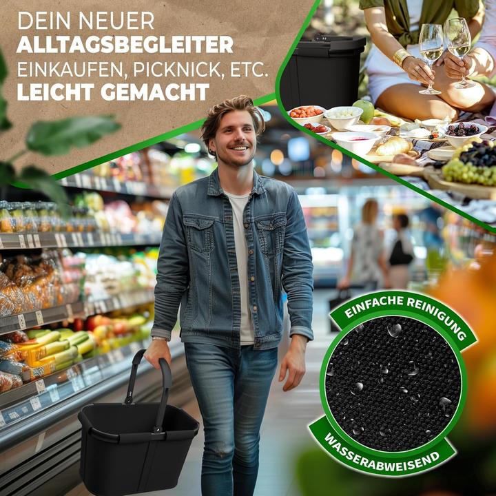 Produktbild Cottara Stabiler Einkaufskorb mit Innentasche und Frontfach