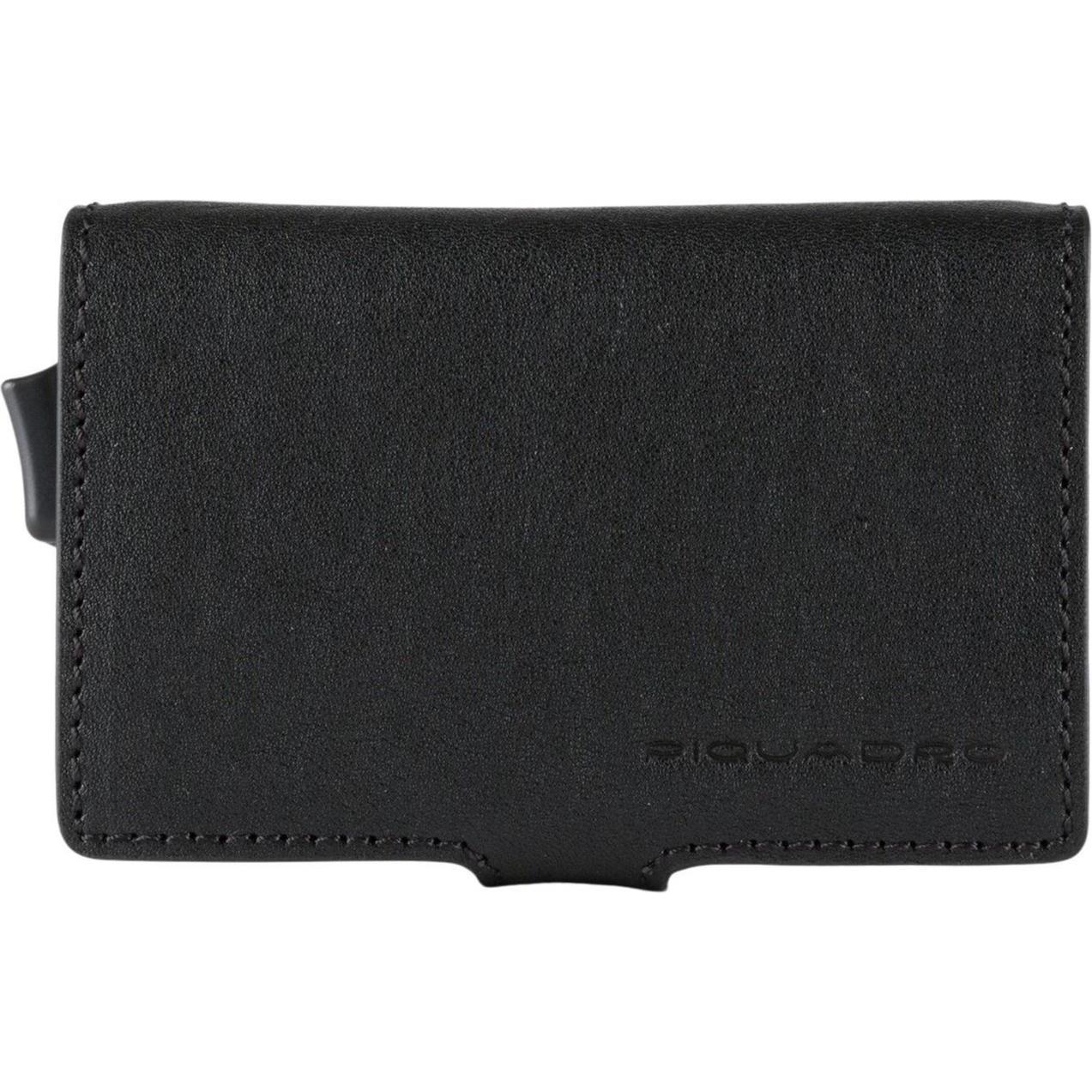 Piquadro Unisex Nero Portafoglio, Leather Card Holder, Credit Card Case, Black,