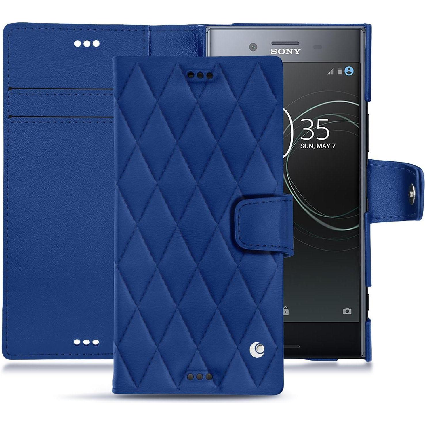 Noreve Lederschutzhülle Wallet (Sony Xperia XZ Premium), Smartphone Hülle, Blau