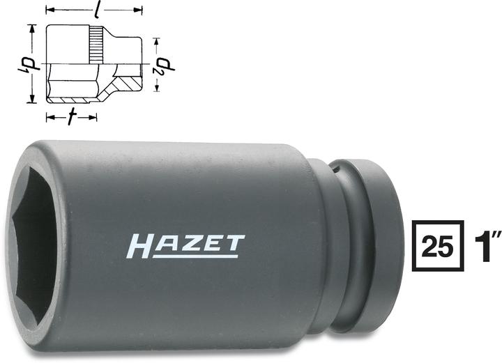 Produktbild HAZET Schlag-, Maschinenschrauber Steckschlüsseleinsatz ∙ Sechskant 1100SLG-38 ∙ Vierkant25 mm (1 Z… (38 mm)