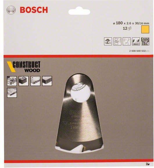 Produktbild Bosch Professional Zubehör PRO Construct Wood Kreissägeblatt, 180 x 2,6 x 30 mm