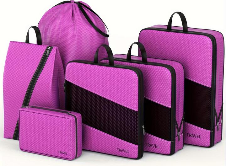 Set Di 10 Cubi Da Imballaggio Per Valigie - Organizer Da Viaggio In Nylon, Borse Per Vestiti, Scarpe, Biancheria E Accessori, Leggeri E Impermeabili - 3