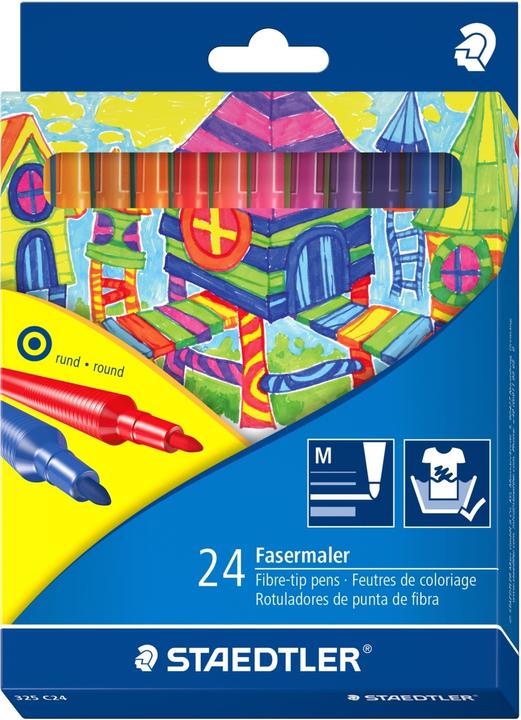 Immagine prodotto Staedtler Penne con punta in fibra Noris Club, astuccio in cartone da 24 pezzi, spessore mina: 1,0 mm (Il colore della scrittura, 24 x)