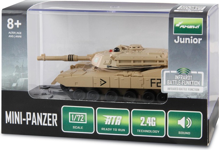 Actual product image Amewi Abrams mini tank with IR battle function 1:72 RTR (RTR Ready-to-Run)
