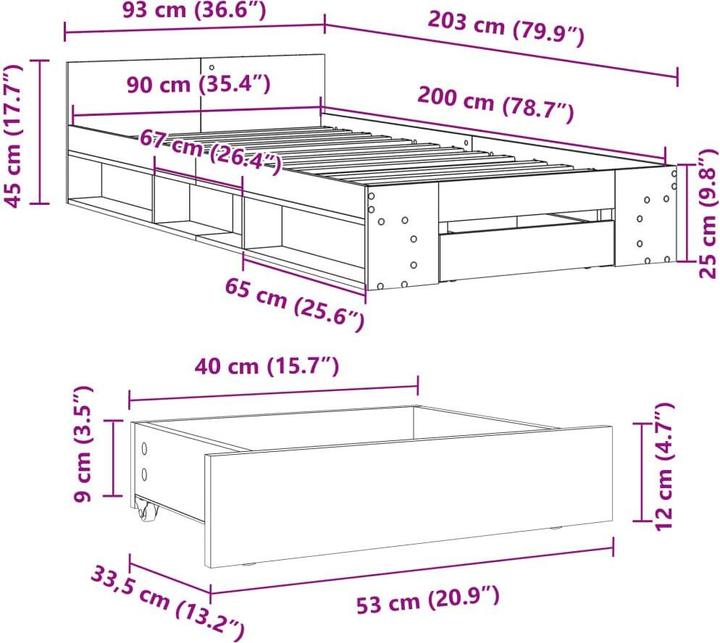 Image du produit vidaXL Bettgestell (90 x 200 cm)