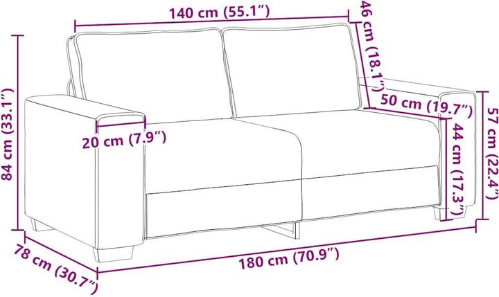 Produktbild vidaXL 2-Sitzer-Sofa (2-Sitzer)