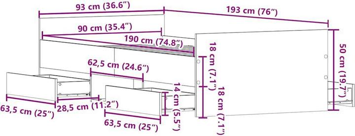 Image du produit vidaXL Bettgestell (90 x 190 cm)
