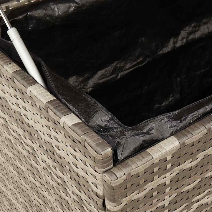 Actual product image vidaXL Garden chest with castors Grey 110x55x73 cm Poly rattan garden cushion box