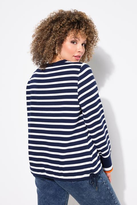 Actual product image Ulla Popken Striped Drawstring Hem Sweatshirt (50, 52)