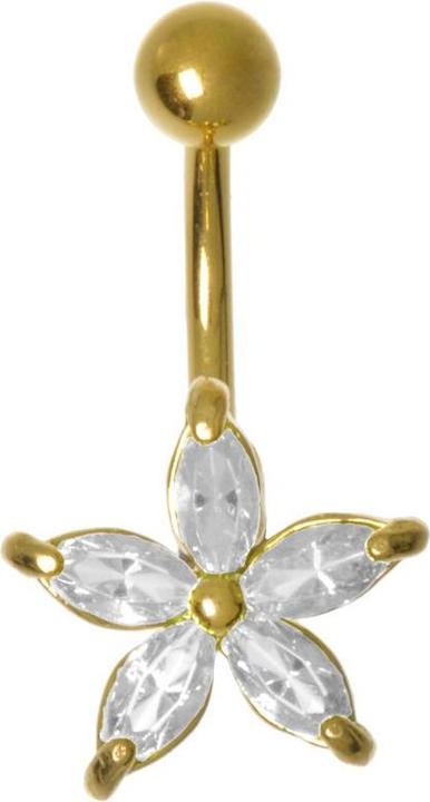 Produktbild Bijouteria Bauchpiercing (Messing rhodiniert, Zirkonia, PVD Beschichtung (goldfarbig))
