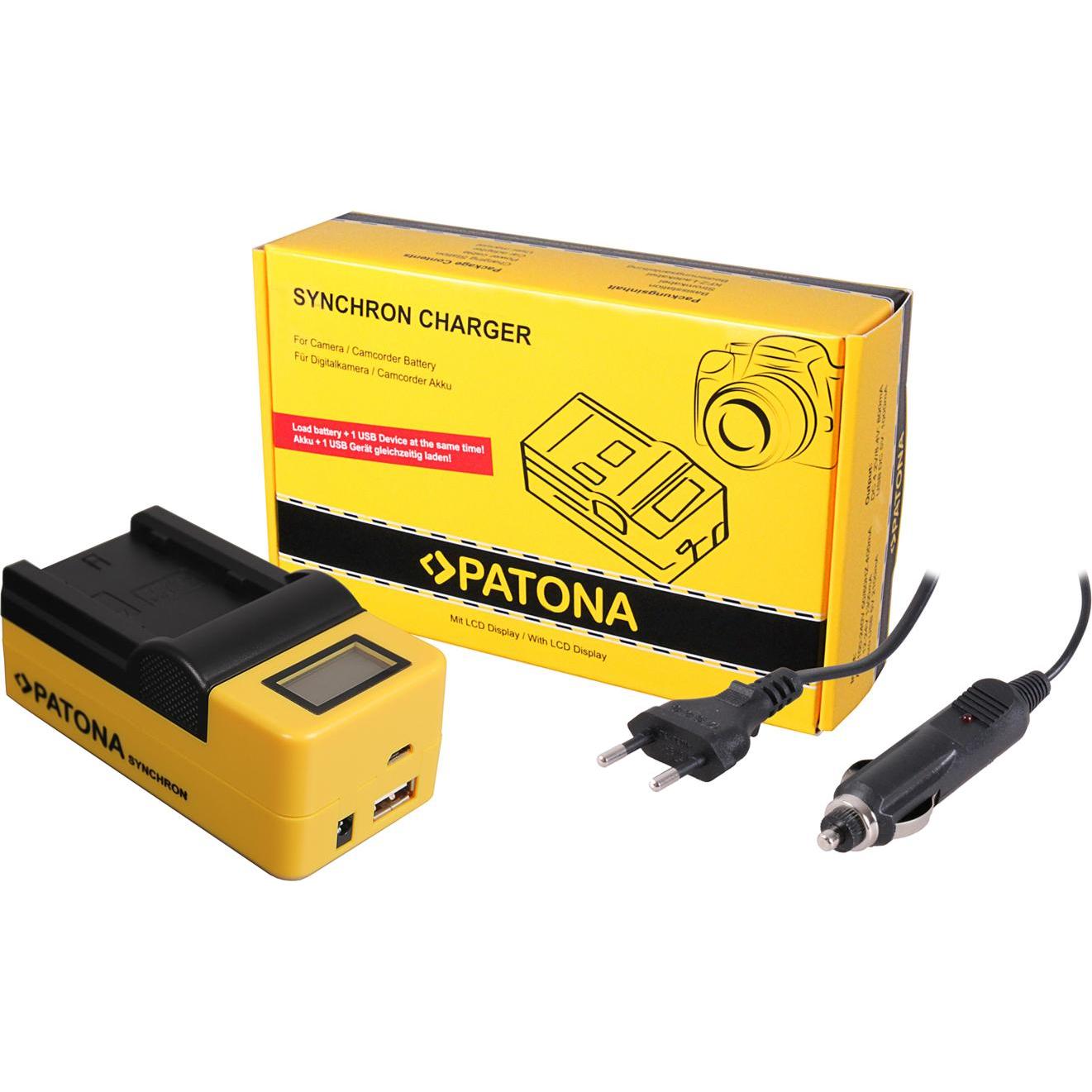 Patona Caricatore USB sincrono per Fuji NP-W235 Fujifilm XT4 X-T4 con display LCD (Caricabatterie per fotocamere), Alimentatore fotocamera, Nero