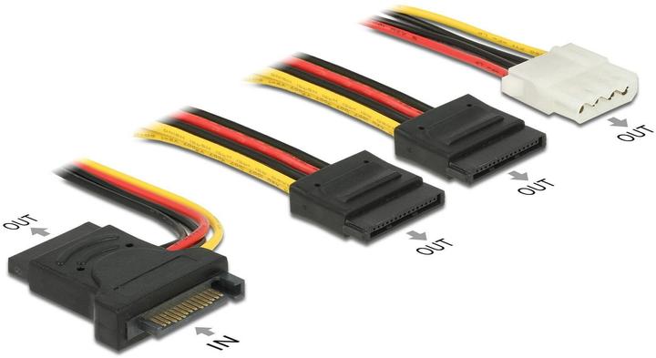 Produktbild Delock SATA zu 3xSATA & 1xMolex Stromadapter (20 cm, 15 pin S-ATA)