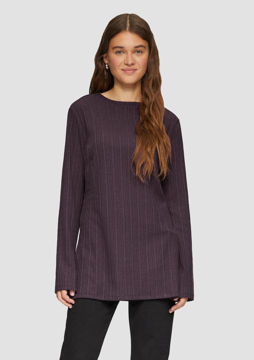 Actual product image S.Oliver T-Shirt Geripptes Longshirt mit seitlichen Schlitzen (S)