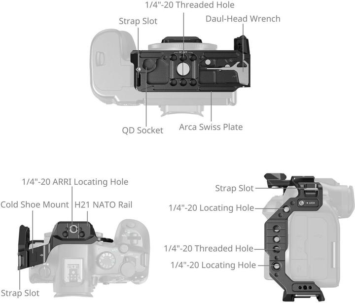 Produktbild SmallRig 5953 HawkLock Quick Release Half Cage for Canon EOS R6 Mark III / R6 Mark II / R5 Mark II (Cage)