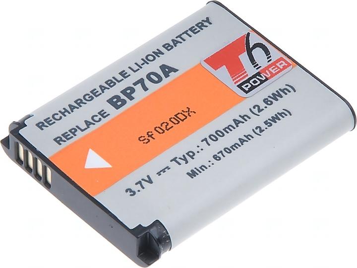 Actual product image T6 Power Battery Samsung BP-70A, BP70A, SLB-70A,,, Äerná (Camera battery)