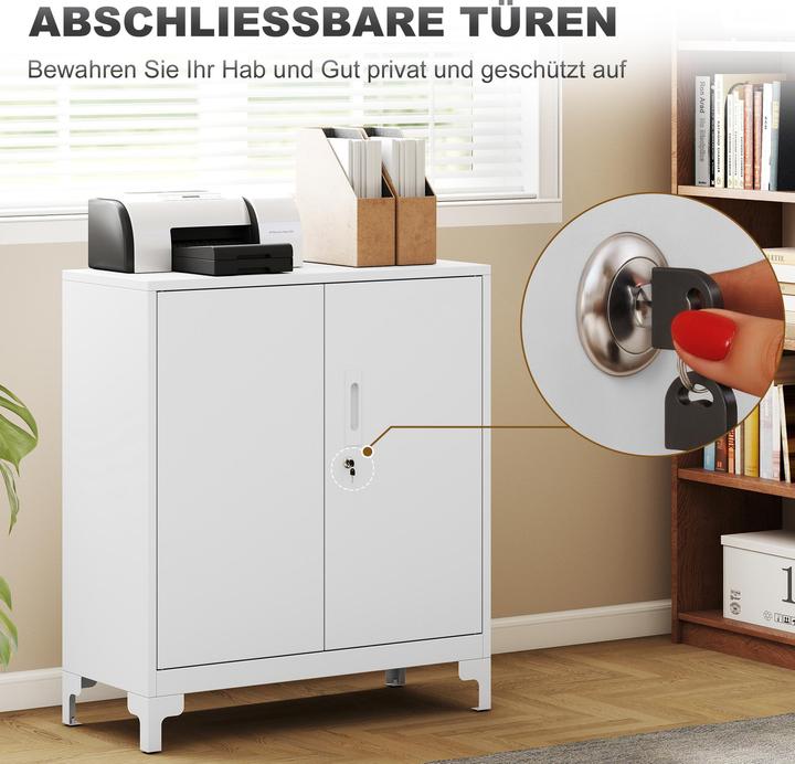 Actual product image Homcom Metallschrank Metall Weiss (80 x 35 x 91 cm)