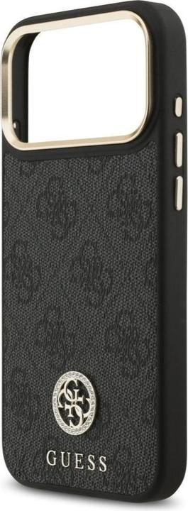 Coque Guess 4G Strass Logo MagSafe Avec Lanière Pour IPhone 17 Black