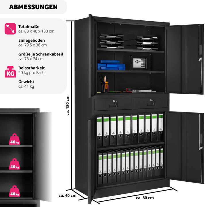 Image du produit tectake Armoire de classement (80 x 40 x 180 cm)