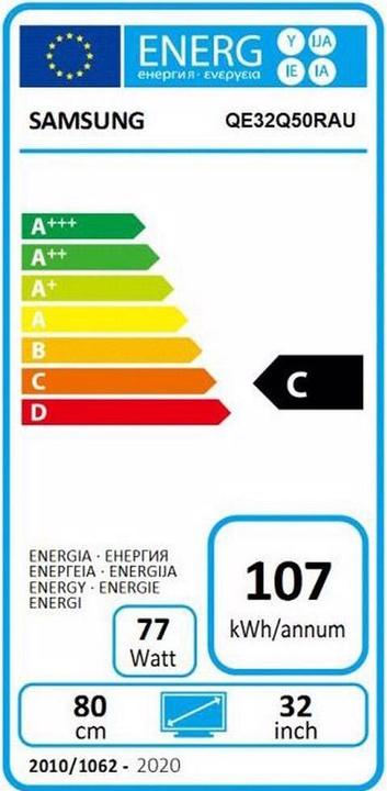 Label énergétique Samsung QE32Q50R (32", QLED, 4K, 2019)
