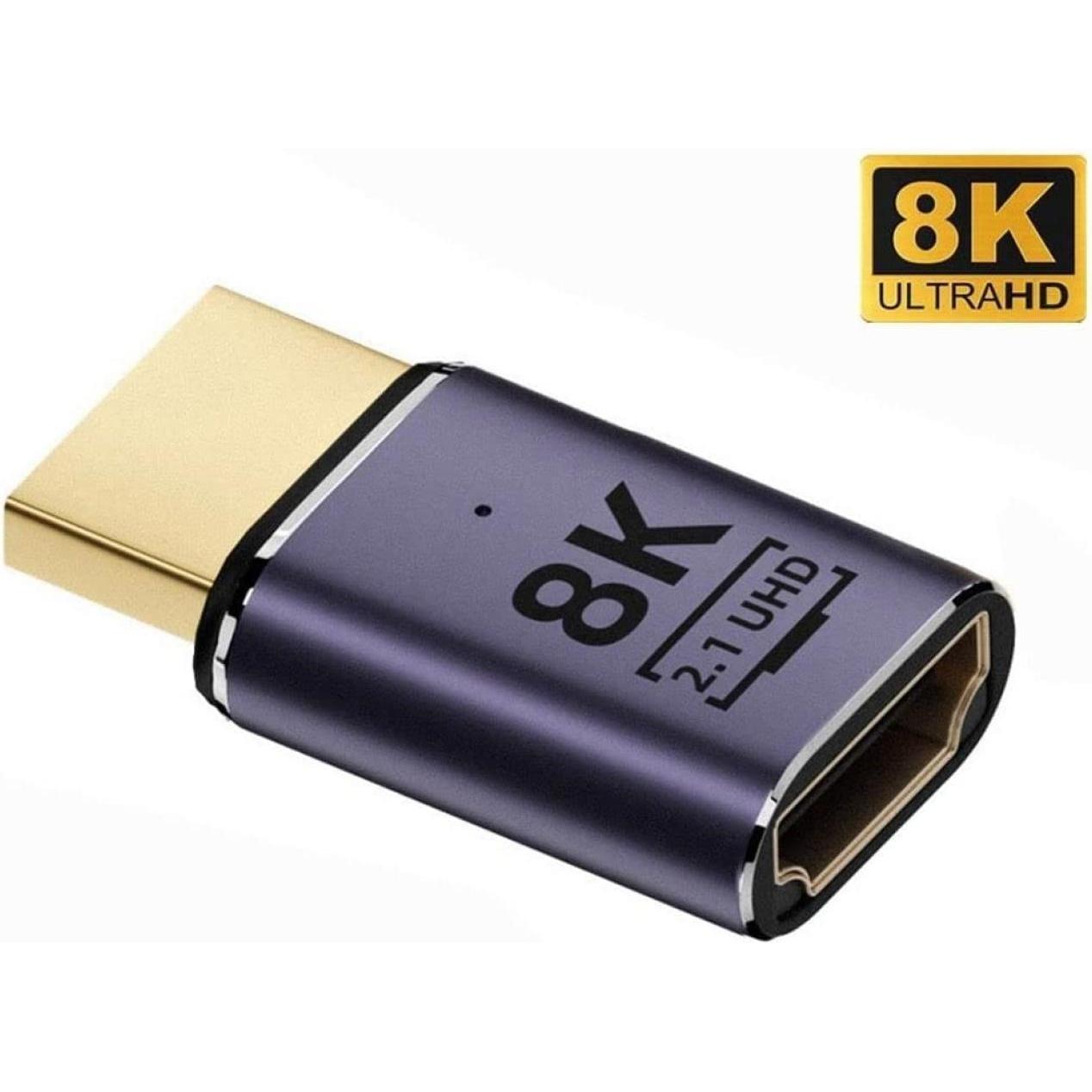 Thumbnail - PowerGuard HDMI auf HDMI Adapter Extension 2cm (female/male) 2.1 8K (HDMI, 2 cm), Data + Video Adapter, Grau