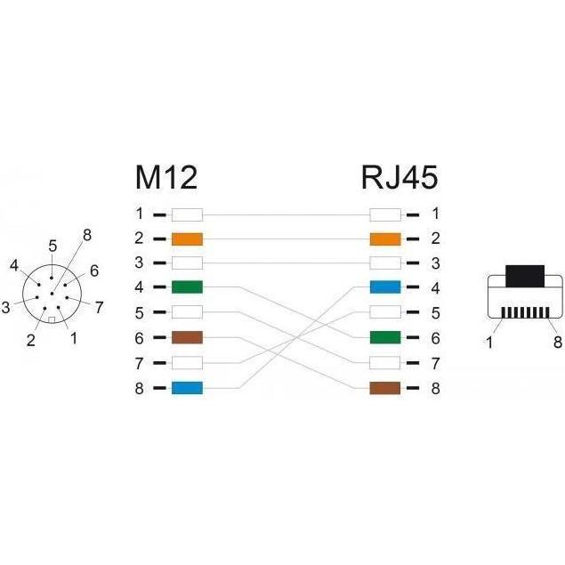 Thumbnail - Delock M12 Adapterkabel A-kodiert 8 Pin Buchse zu RJ45 Stecker 50 cm (S/FTP, CAT6a, 0.50 m), Netzwerkkabel
