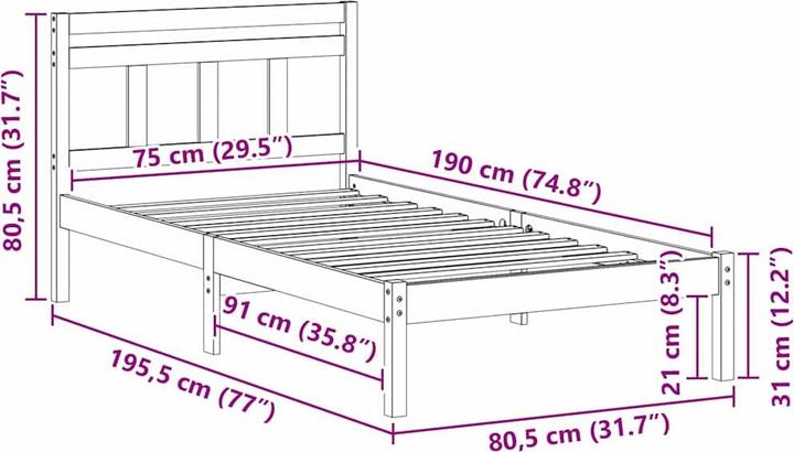 Image du produit vidaXL Plattformbett (75 x 190 cm)