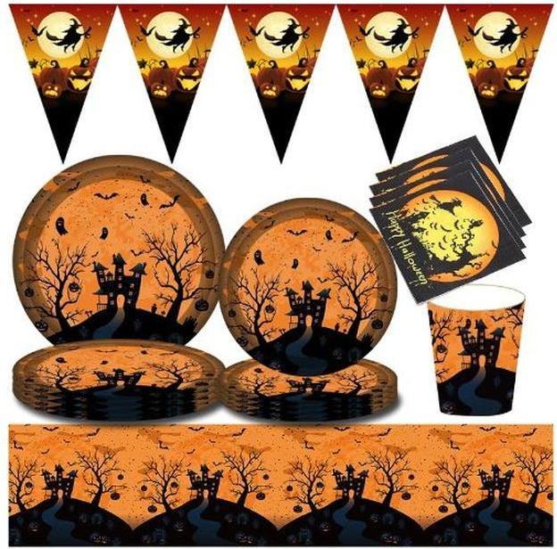 Produktbild MU Style Einweg Geschirr Halloween (70-tlg. Set) (70 x)