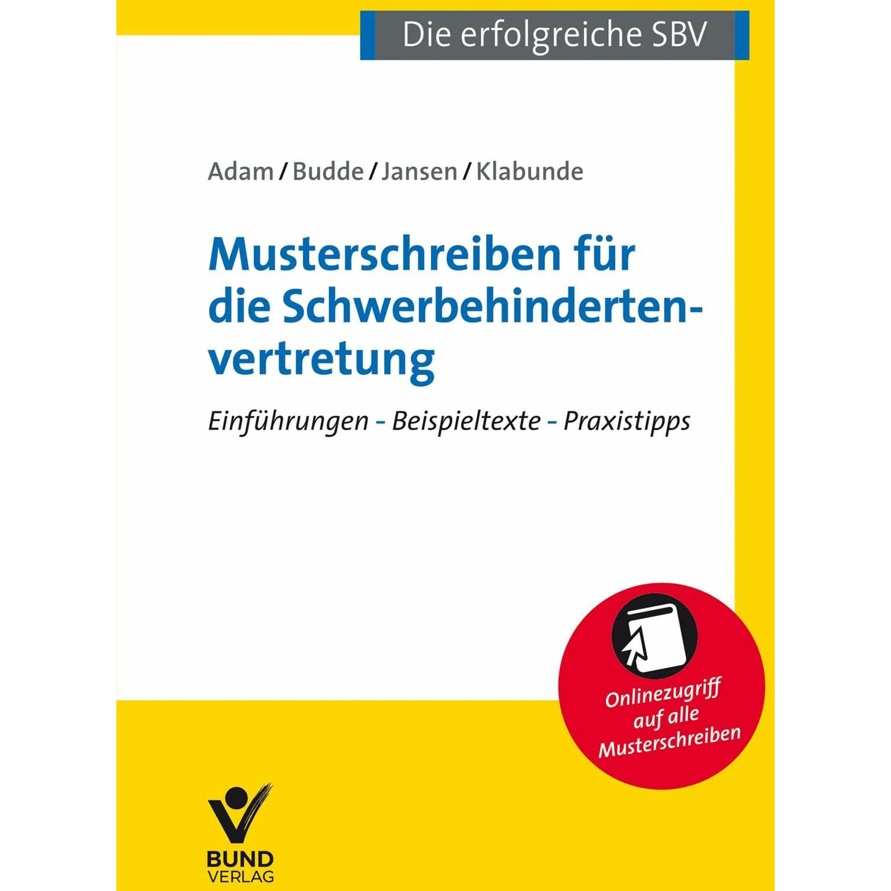 Thumbnail - Musterschreiben für die Schwerbehindertenvertretung, Fachbücher von Bernward Budde, Alfons Adam, Rolf Klabunde, Christia...