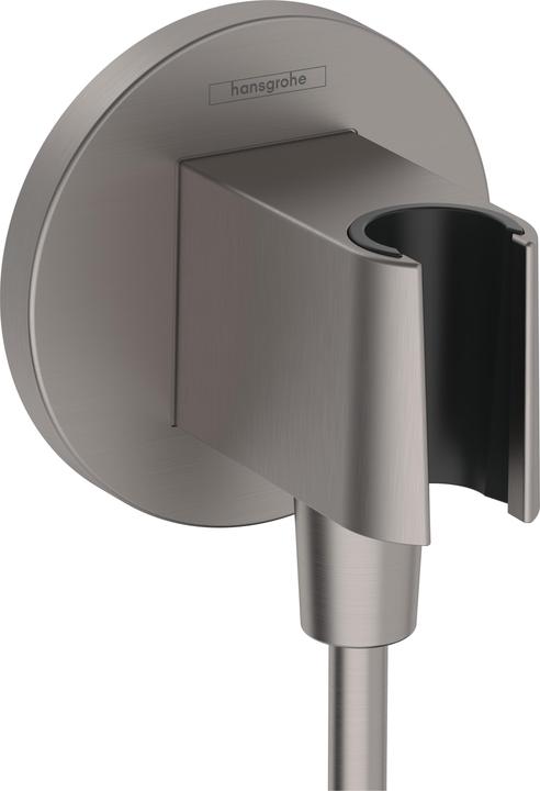hansgrohe HG Wandanschluss FixFit S mit Brausehalter brushed black