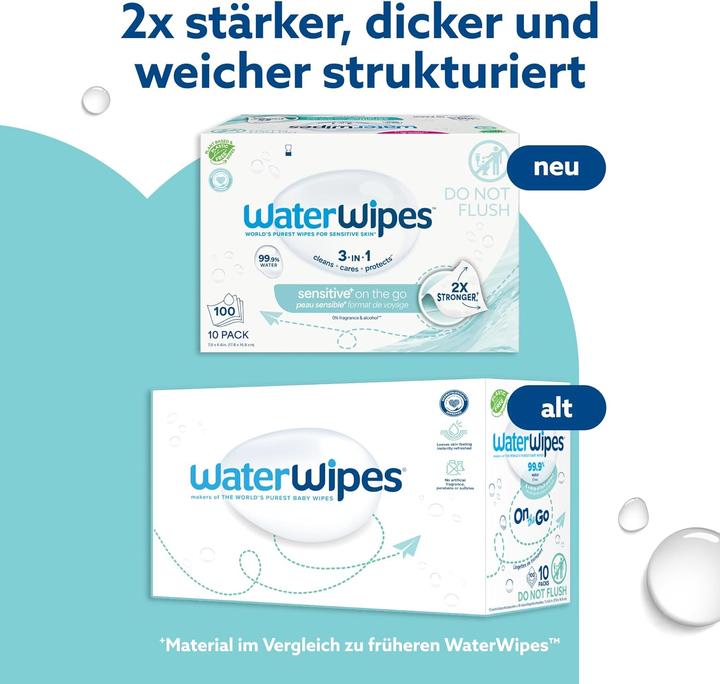 Immagine prodotto WaterWipes Sensitive+ On The Go (10 x 100 pz.)