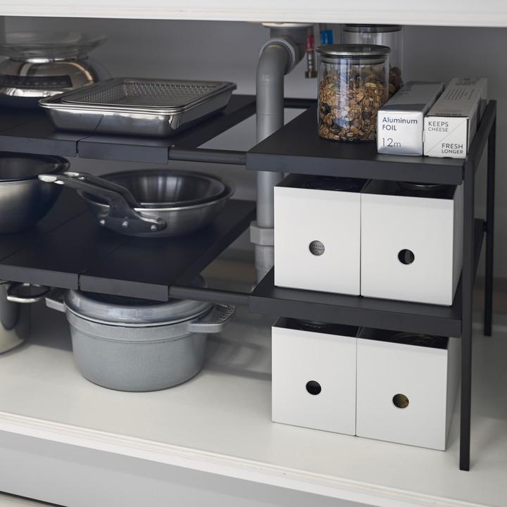 Actual product image Yamazaki 2-tier extendable shelving unit TOWER