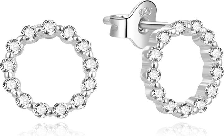 Actual product image Beneto Minimalist silver earrings with zircons AGUP2053 (L)