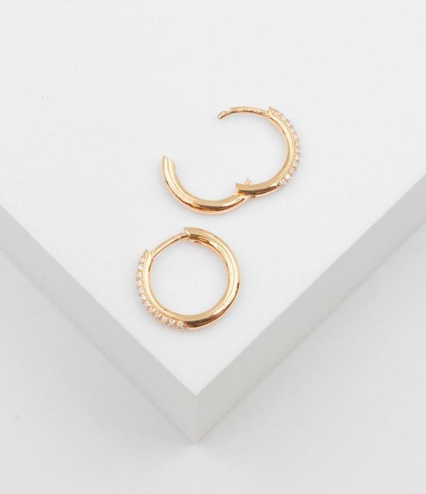 Image du produit Muau Créoles en or rose 750/18K, diamant 0.25ct. (Or rose 750/18K)