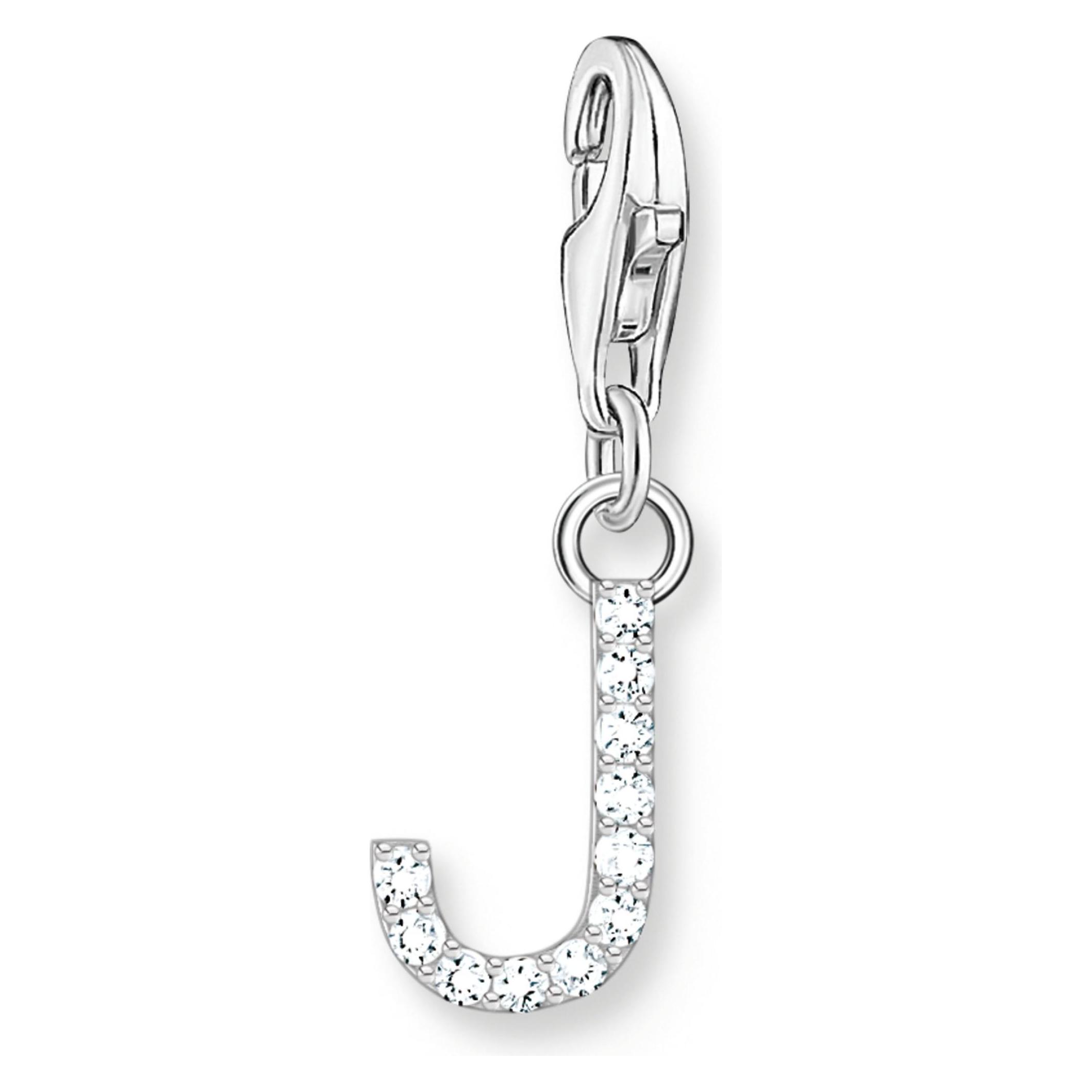 Thomas Sabo, Kettenanhänger, Charm-Anhänger Buchstabe J Mit Weissen Steinen Silber, (925er Silber)