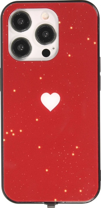 Produktbild PhoneLook Hülle Silikon Glossy integriertes LED Licht mit USB-C Anschluss Shiny Heart (Apple iPhone 15 Pro Max)