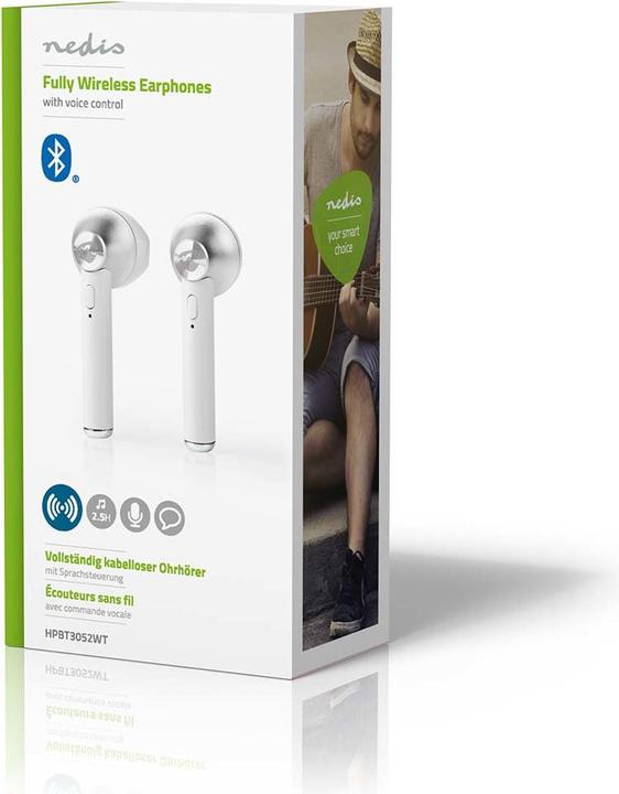 Produktbild Nedis Bluetooth-Kopfhörer, In-Ear, 3h - weiss (3 h, Kabellos)