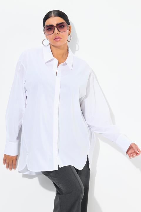 Produktbild Ulla Popken Hemdbluse, Perlmuttknöpfe, oversized, Langarm (50, 52)