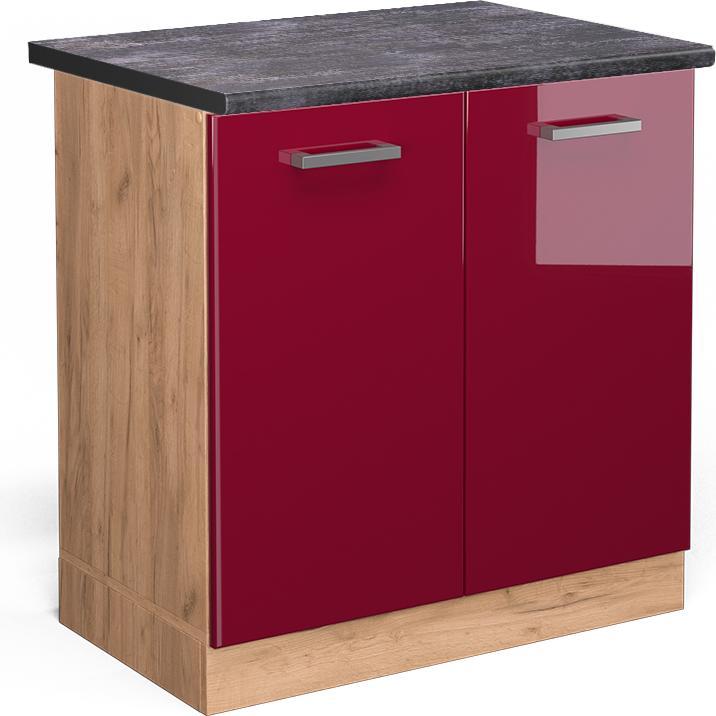 Bordeaux Hochglanz, Goldkraft Eiche, Rot, Rot Hochglanz