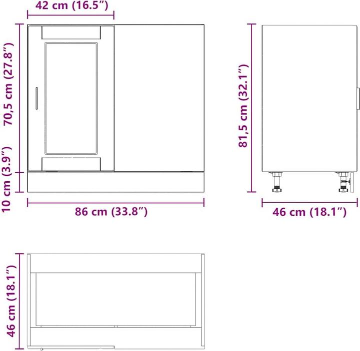 Produktbild vidaXL Küchenunterschrank (86 x 46 x 81.50 cm)