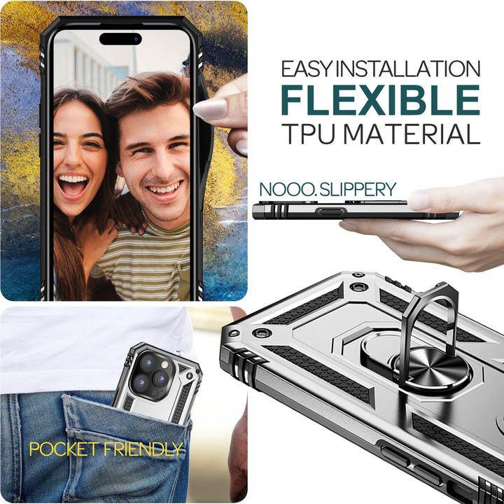 Actual product image Nalia Shockproof Military Style Ring Cover (Apple iPhone 15 Pro Max)