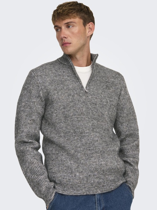 Actual product image Only & Sons ONSTEGAN Pullover Halber Reissverschluss (L)