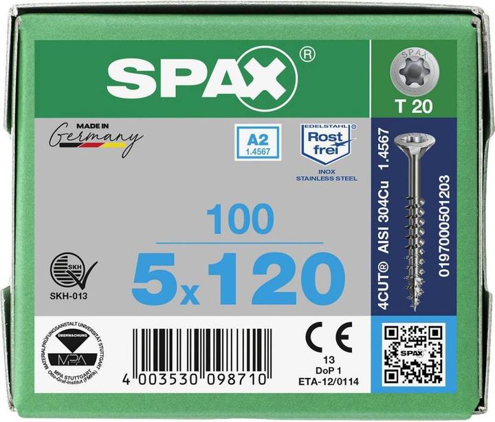 Produktbild Spax A2 Senkmultikopf T-Star Plus T20 Teilgewinde (100 Schrauben pro Stück)