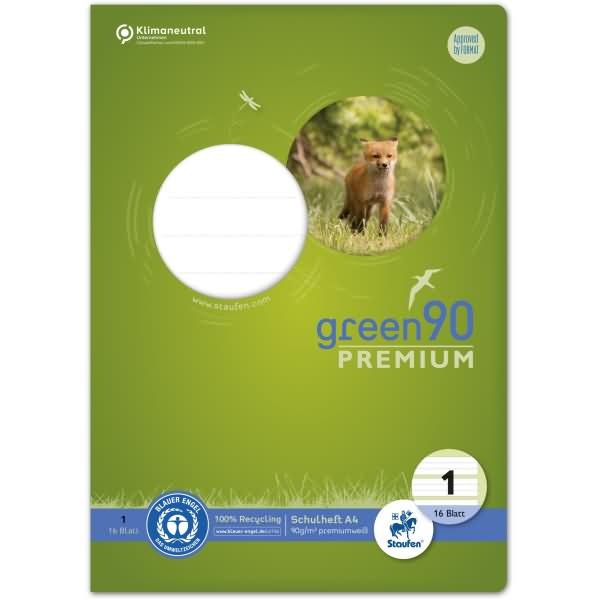 Produktbild Staufen Schulheft green Lineatur 1 liniert DIN A4 ohne Rand, 16 Blatt (A4, Liniert, Harter Einband)