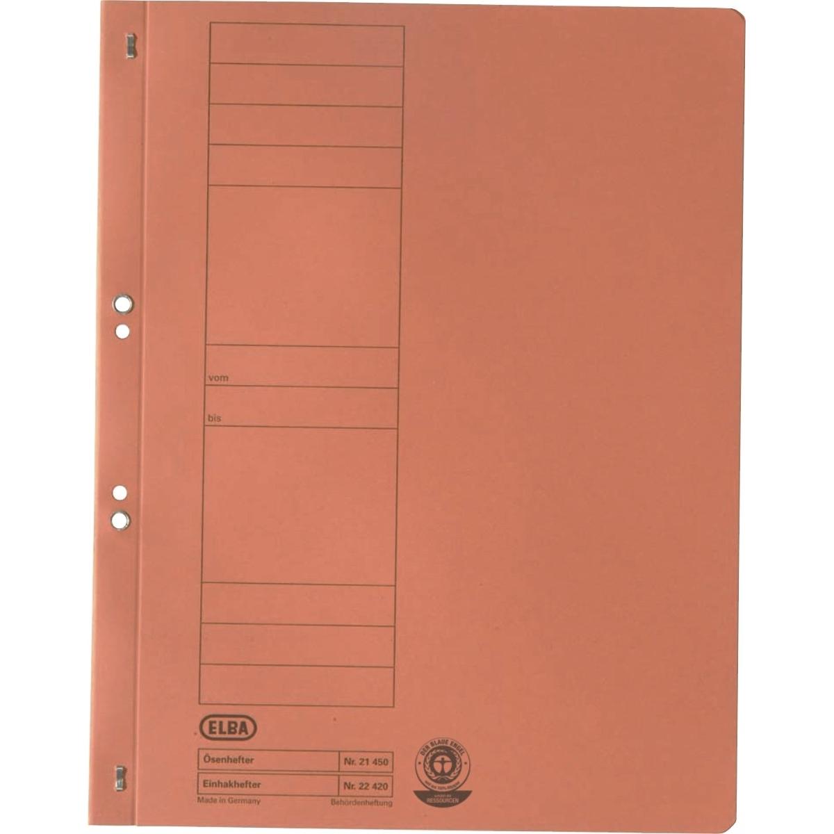 Elba, Mappe, Ösenhefter aus Karton, orange, voller Vorderdeckel kaufm.-Amtsheftung, gepackt zu 50 Stück (A4, 50 x)