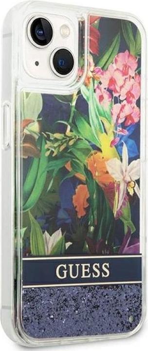 Produktbild Guess GUHCP14MLFLSB iPhone 14 Plus 6,7" niebieski/blue hardcase Flower Liquid Glitter (Apple iPhone 14 Plus)