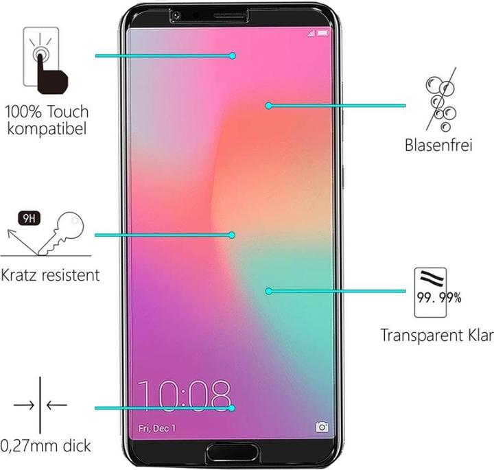 Immagine prodotto Screenguard Honor View 10 Pellicola protettiva in vetro Custodia dal design amichevole (1 pz., Vista d'onore 10)