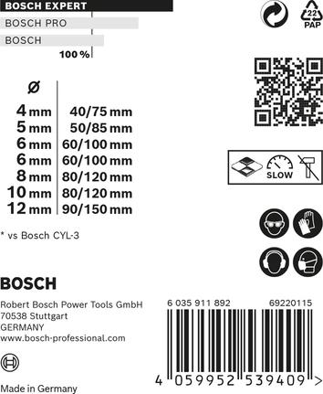Immagine prodotto Bosch Professional Zubehör Set di punte EXPERT MultiConstruction CYL-9, 4/5/6/8 mm, 4 pezzi. (4 - 8 mm)