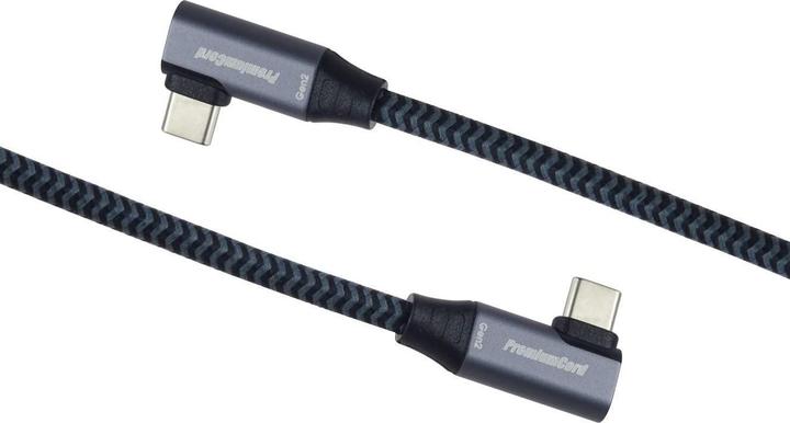 Produktbild PremiumCord USB-C 2x gebogener Kabel, 0,5m (0.50 m, USB 3.2 Gen 2x2, 100 W)